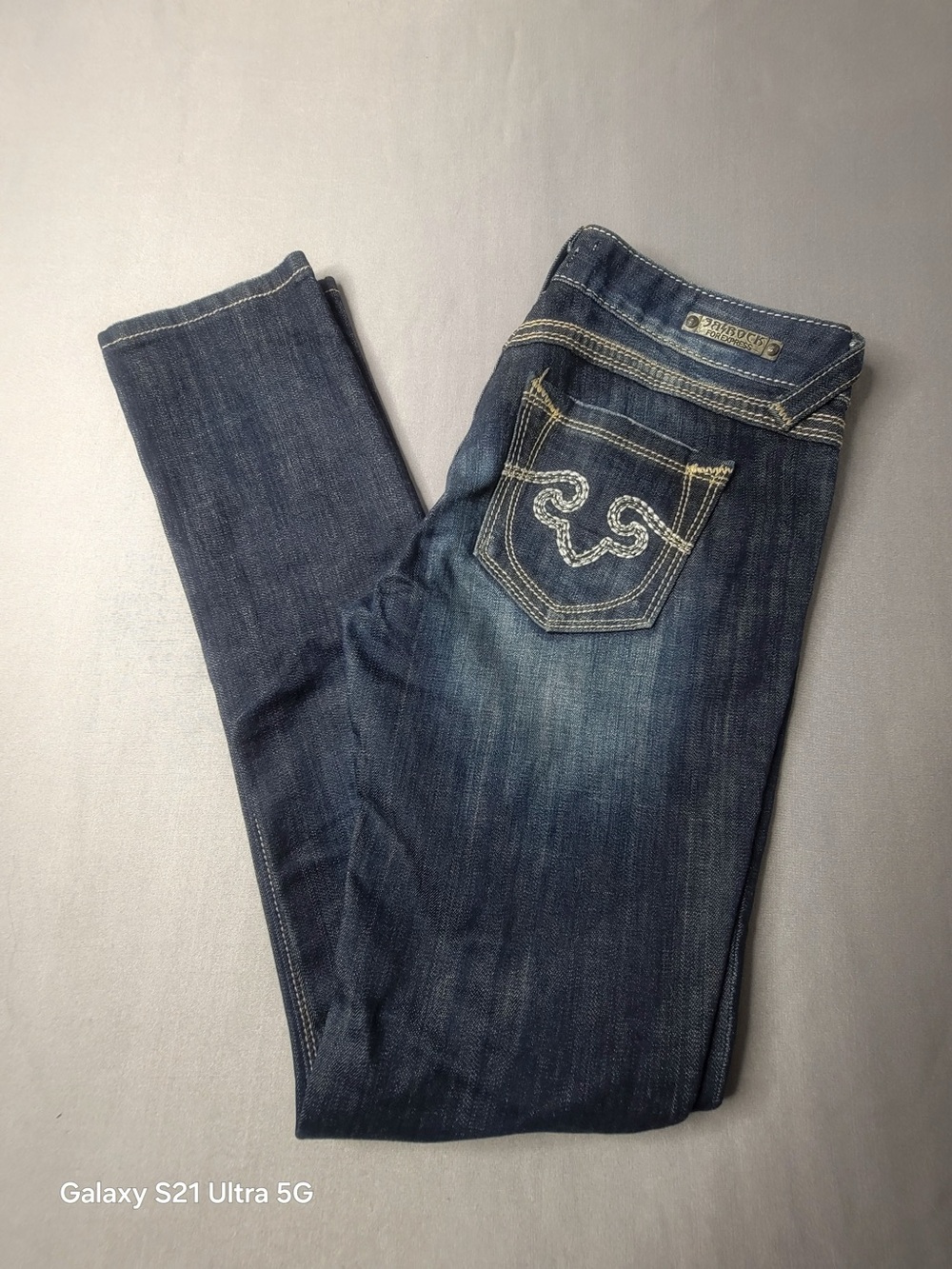 Express Dark Blue Skinny Jeans with Embroidered Back Pocket